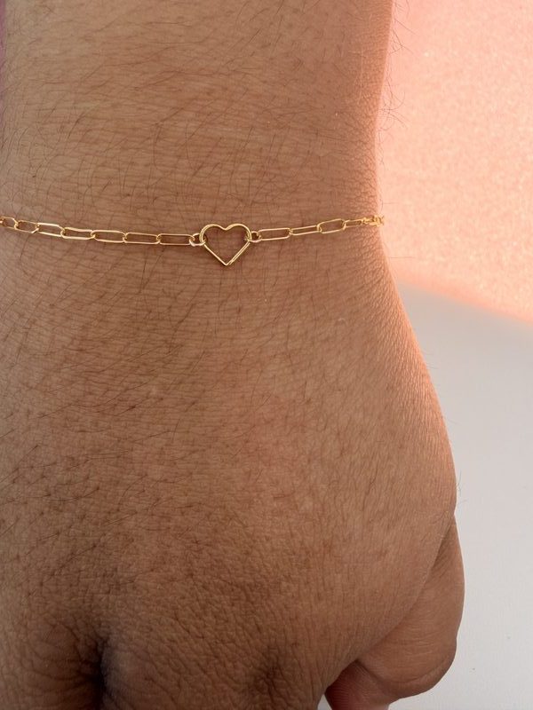 Gold Heart Charm Bracelet